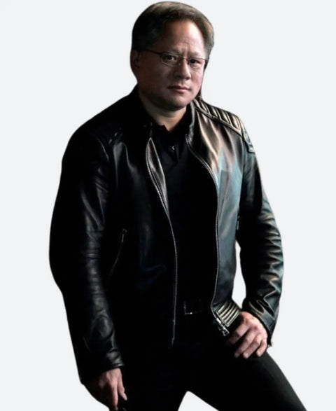 Jensen Huang Black Leather Jacket