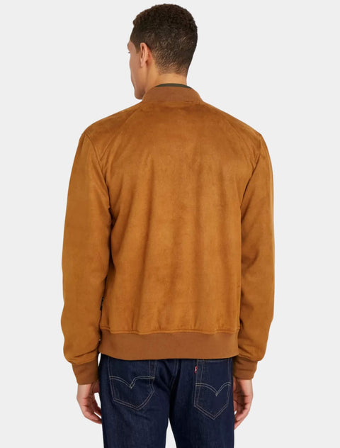Mens Classic Brown Suede Leather Bomber Jacket