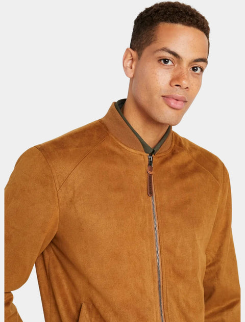 Mens Classic Brown Suede Leather Bomber Jacket