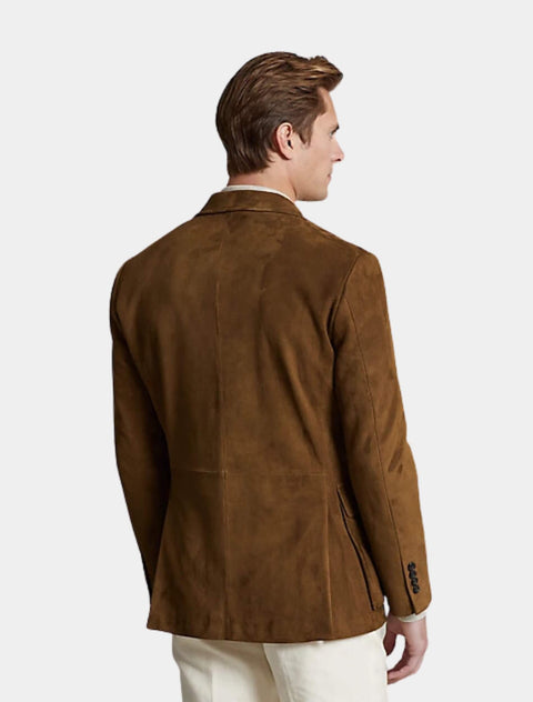 Mens Classic Brown Suede Leather Blazer