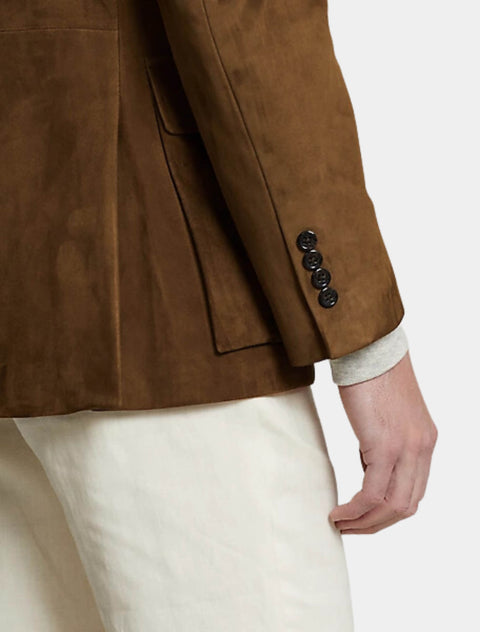 Mens Classic Brown Suede Leather Blazer