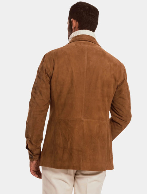 Mens Classic Dark Brown Suede Leather Coat