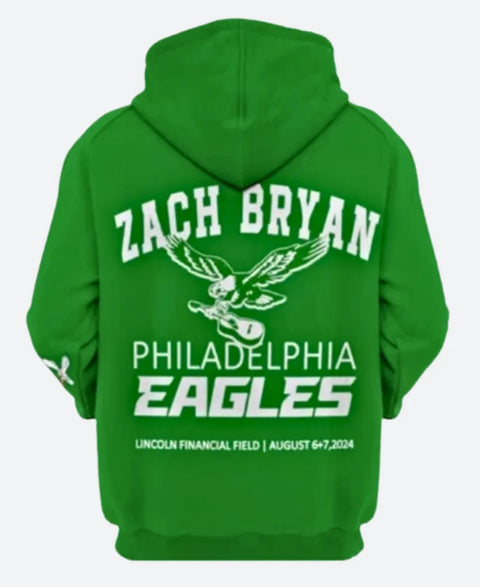 Zach Bryan Philadelphia Eagles Green Hoodie