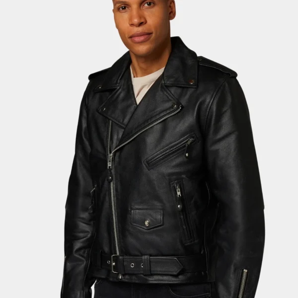 Classic Black Leather Biker Jacket