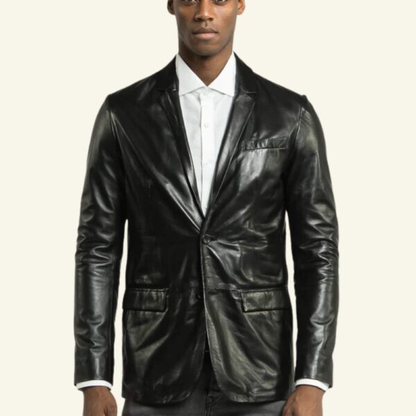 Classic Black Leather Blazer