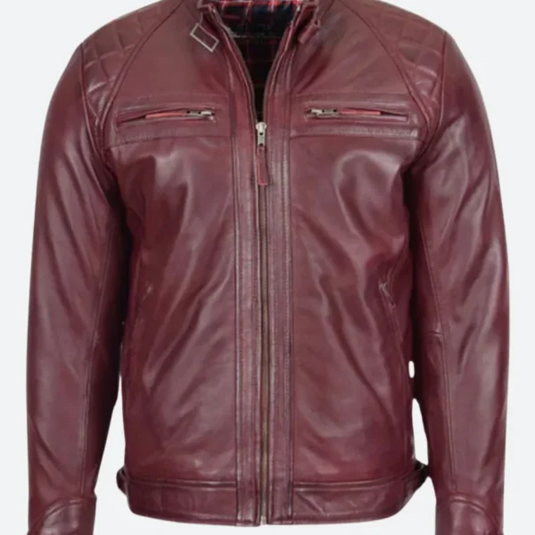 Maroon Classic Biker Leather Jacket